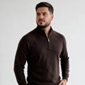 Braon muški polu zip džemper