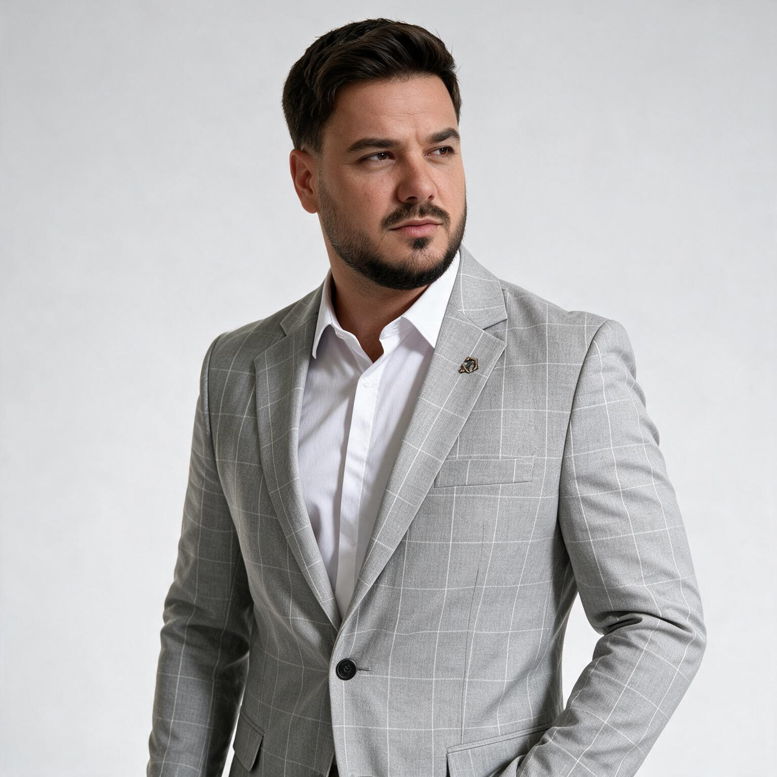 Muški sako sivi karirani — slika 3