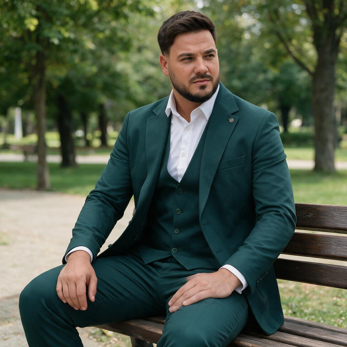 Muško trodelno zeleno odelo — slika 4