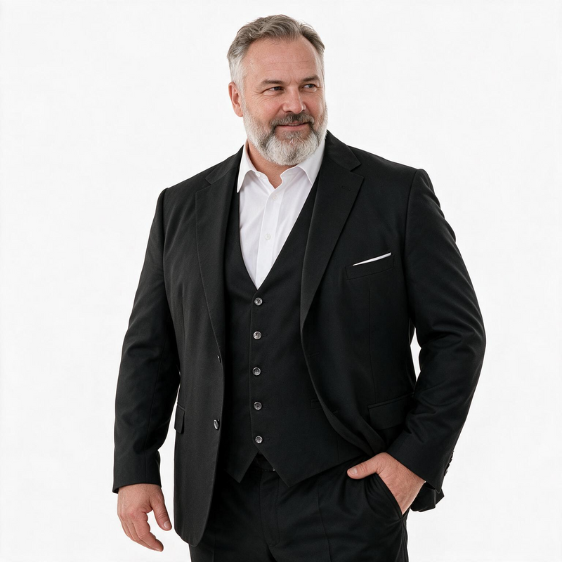 Crno muško odelo – veliki brojevi