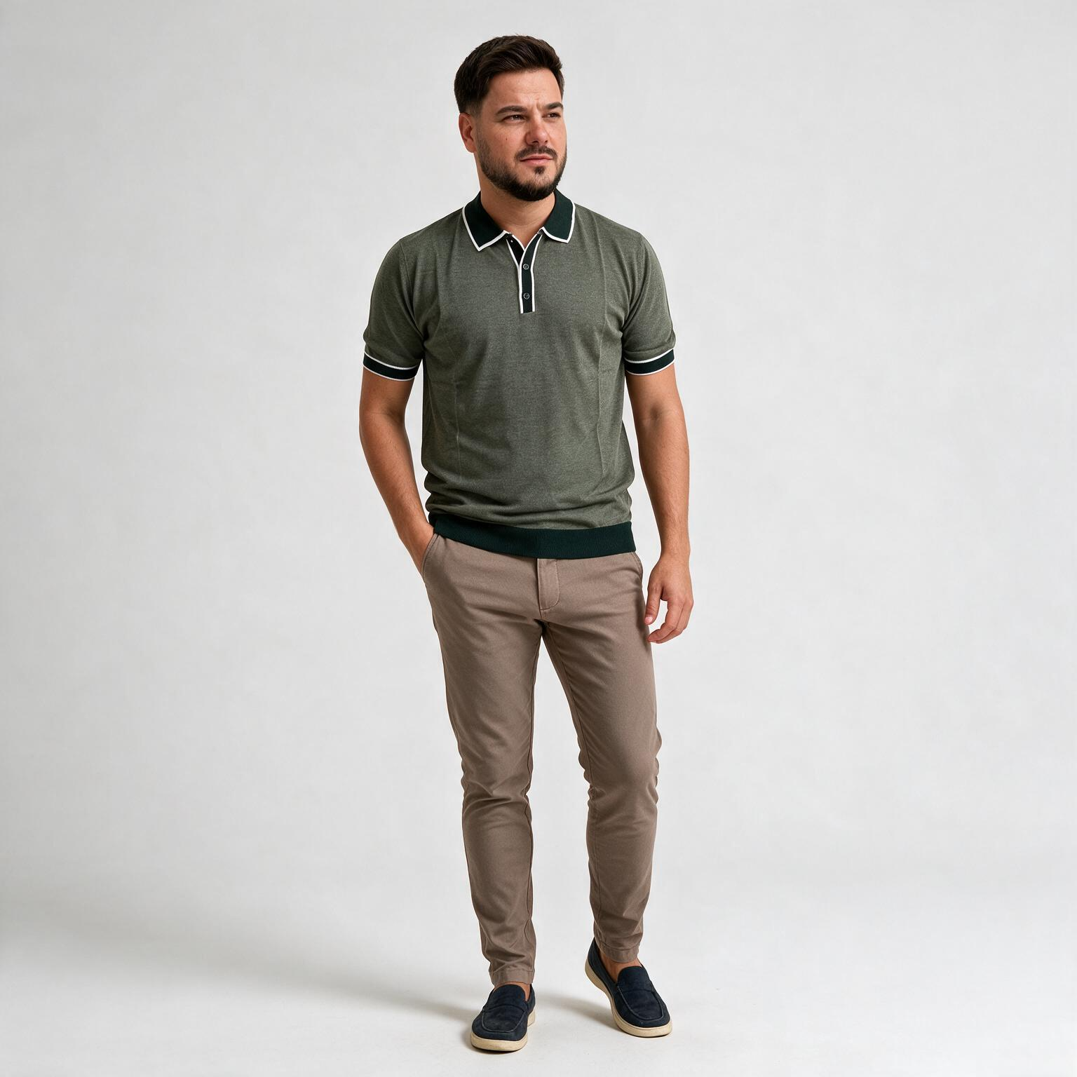 Muška pletena, polo, zelena majica — slika 2
