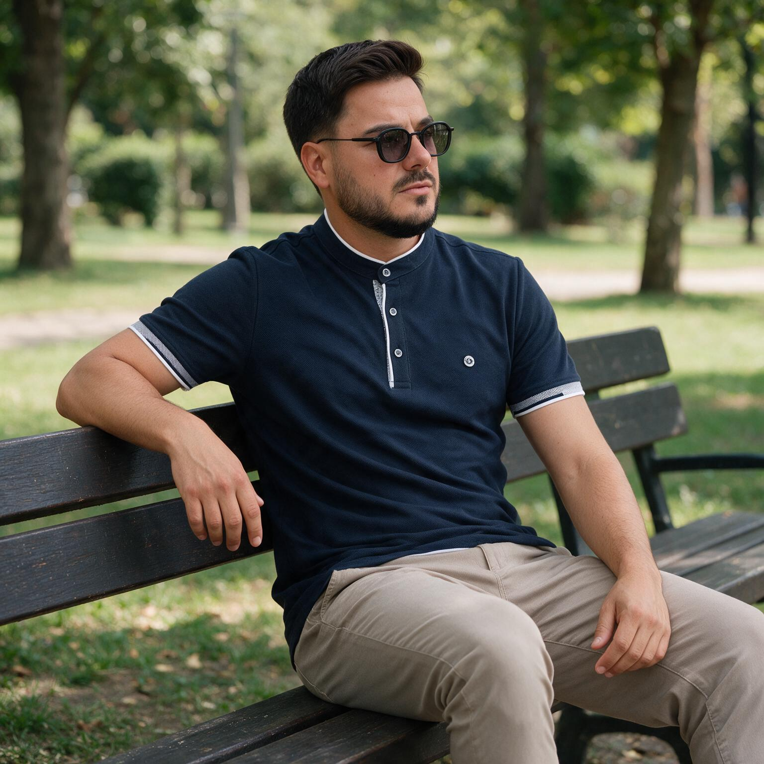 Muška polo teget majica — slika 3
