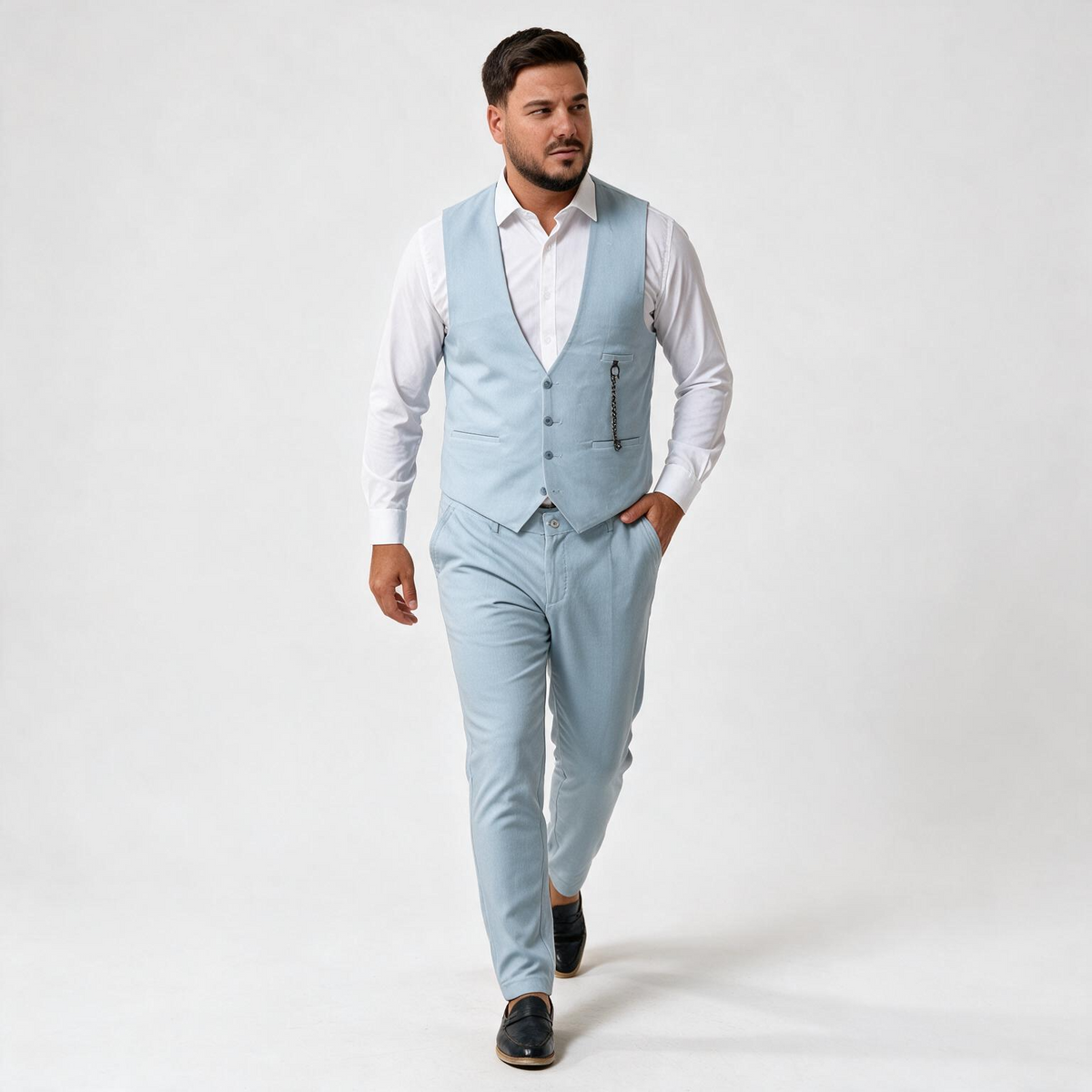 Dvodelno svetlo plavo muško odelo prsluk i pantalone