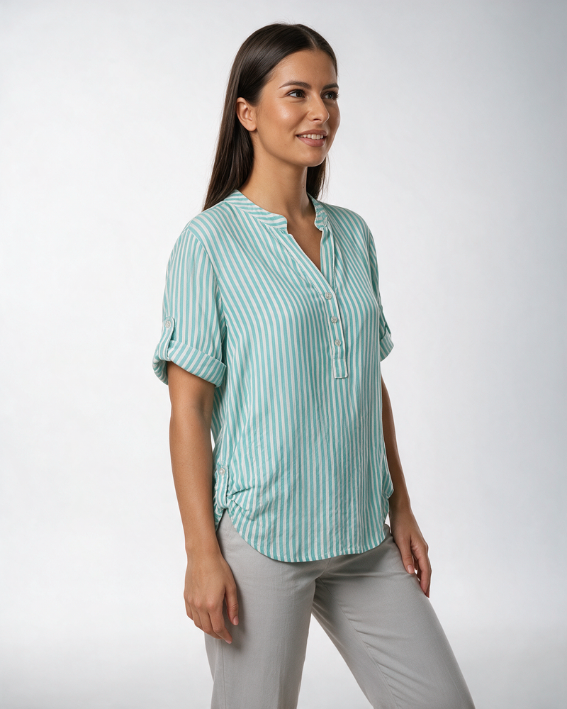 Mint zelena prugasta bluza od viskoze