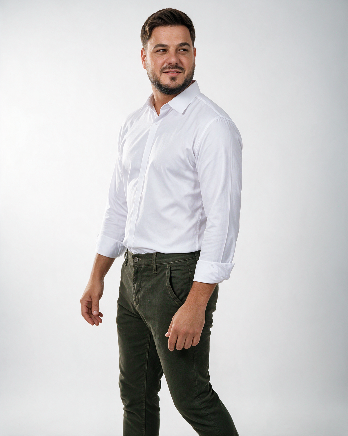 Muške maslinasto zelene pantalone Agress sa kontrastnim šavovima, pamuk sa elastinom, uskog kroja, kosi džepovi