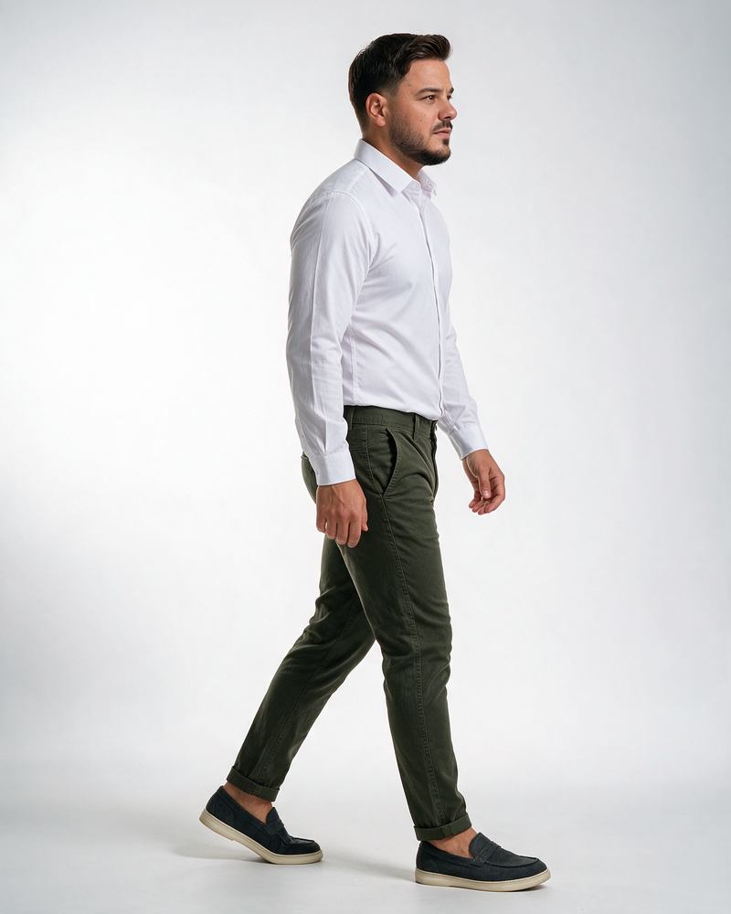 Muške slim fit pantalone maslinasto zelene