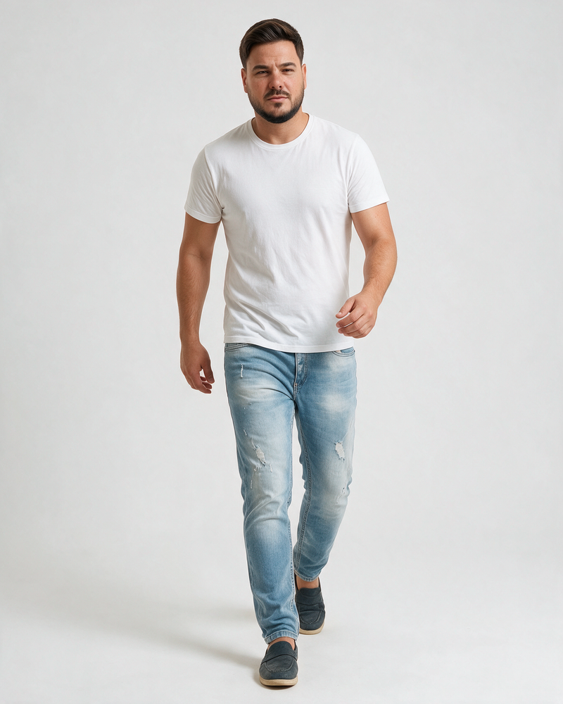 Muške svetlo plave skinny farmerke sa cepanim detaljima
