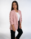 Puder roze ženski sako sa nabranim rukavima