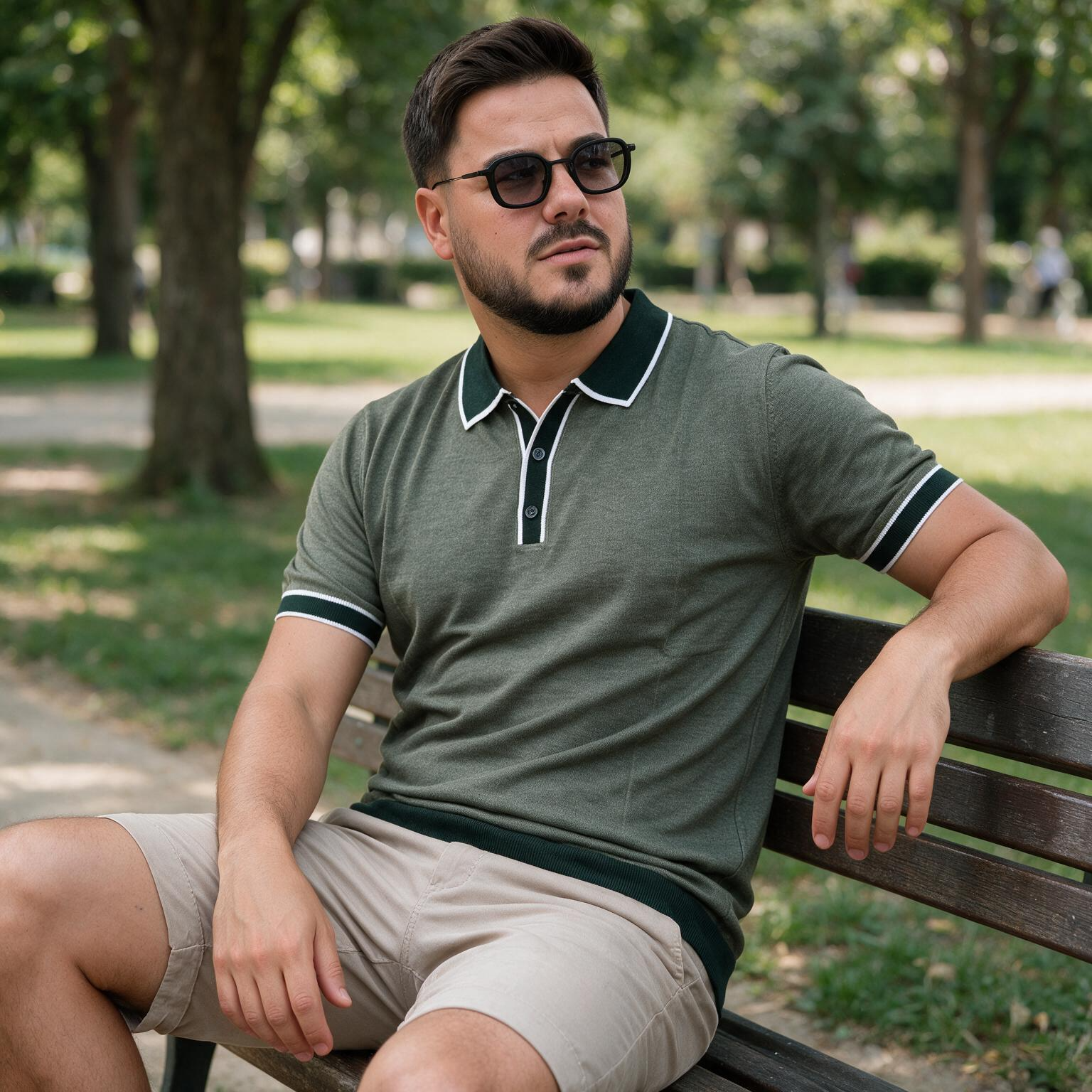 Muška pletena, polo, zelena majica — slika 4