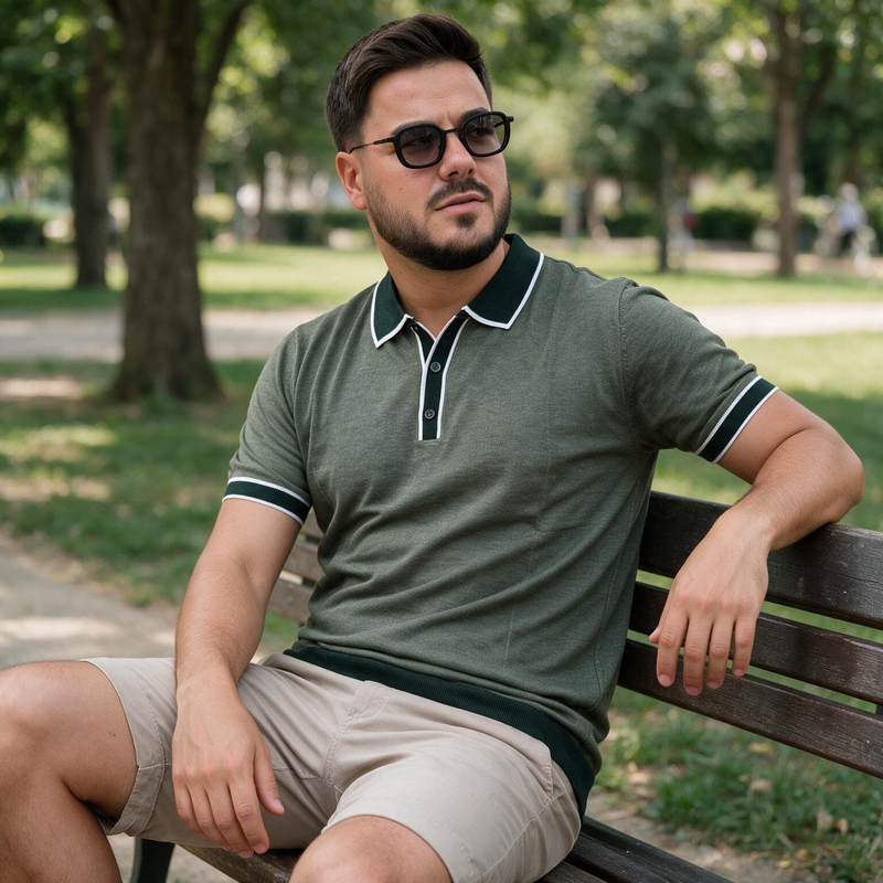 Muška pletena, polo, zelena majica