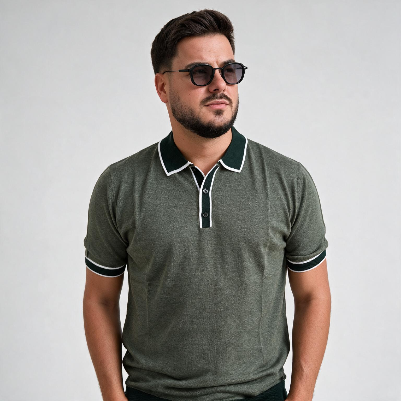 Muška pletena, polo, zelena majica — slika 1